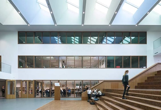 College atrium filled with daylight