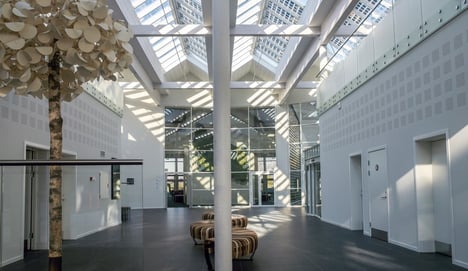 atrium with photovoltaic skylights