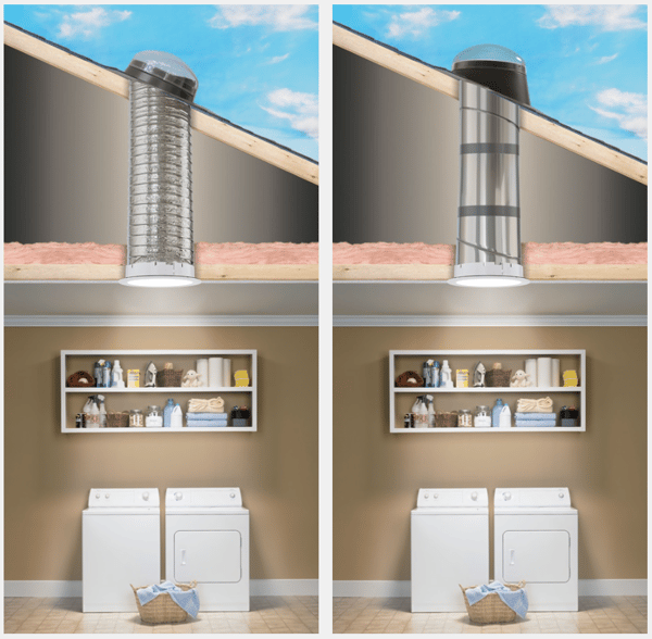 Side by side comparison of flexible and rigid sun tunnels