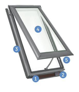 Parts of the Solar Powered "Fresh Air" Skylight System