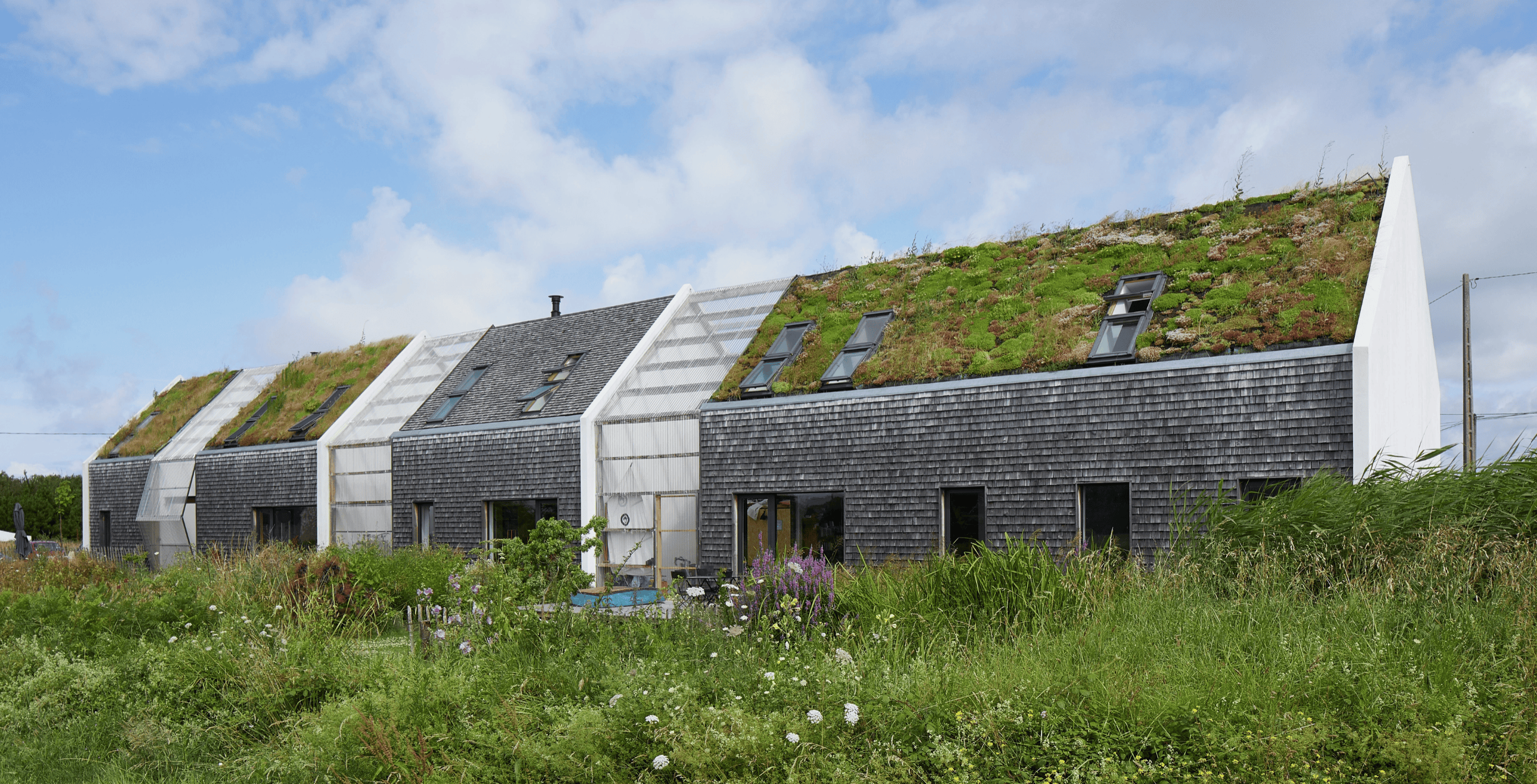 A home with a living roof highlighting what is a greenbuilding