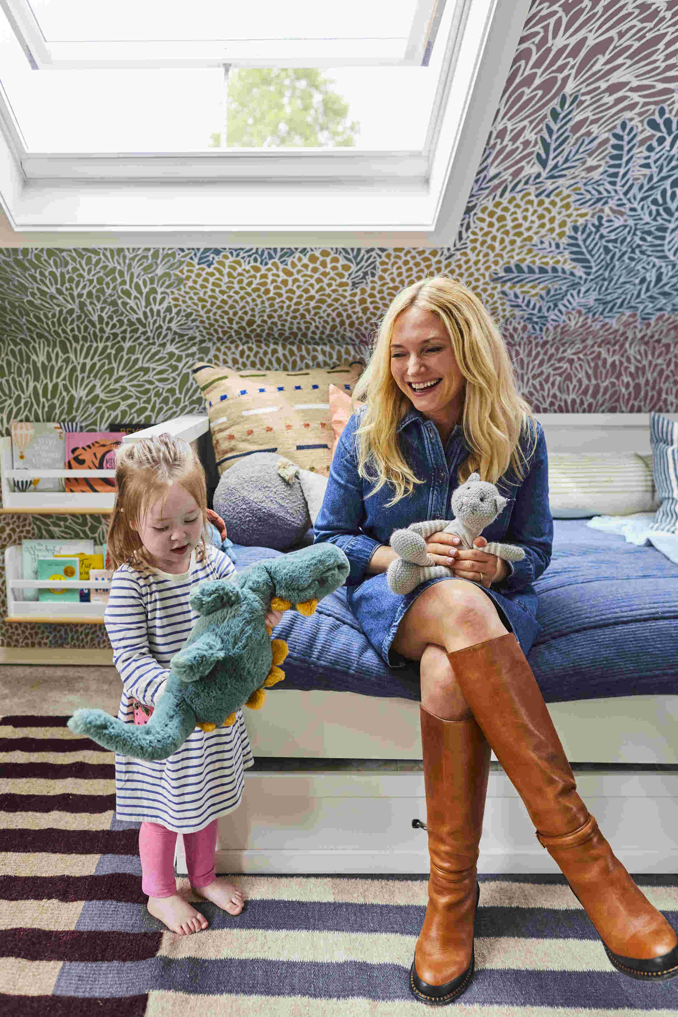 mother plays with child as skylights help to reduce anxiety