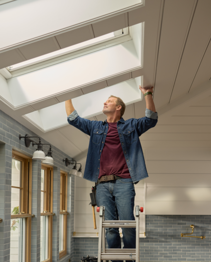 Home builder installs a VELUX skylight in a kitchen