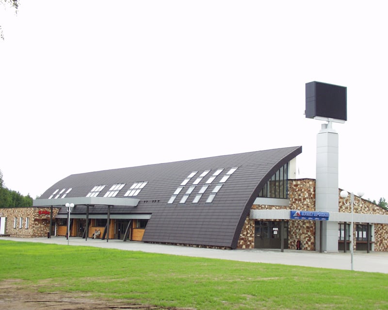 When building a green home like this sports center with a curved roof be sure to add venting skylights